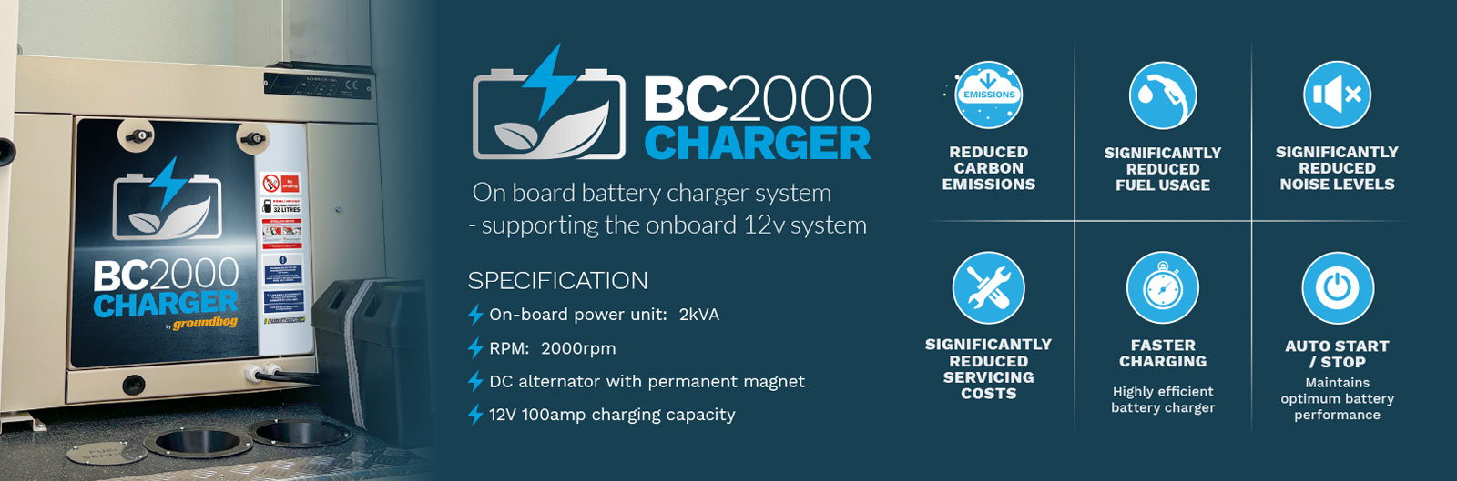 BC2000 On board battery charger system - supporting the onboard 12v system