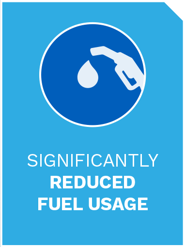 SIGNIFICANTLY REDUCED FUEL USAGE